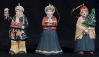 Russ Berrie Ceramic Victorian Village Christmas Figure Ornament Set of 3